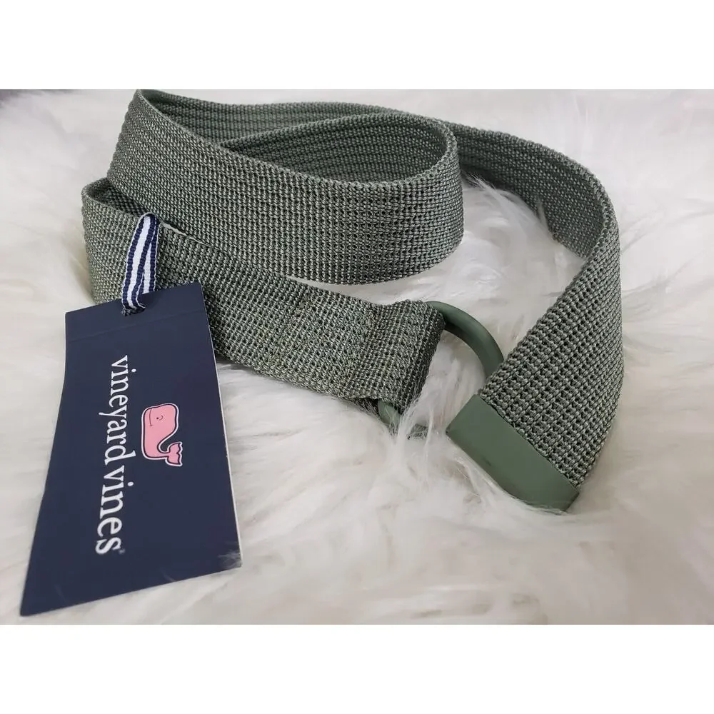 NWT Vineyard Vines MENS XS SOLID TEXTURE CANVAS D RING BELT Green Fall Golf Prep - Picture 5 of 5